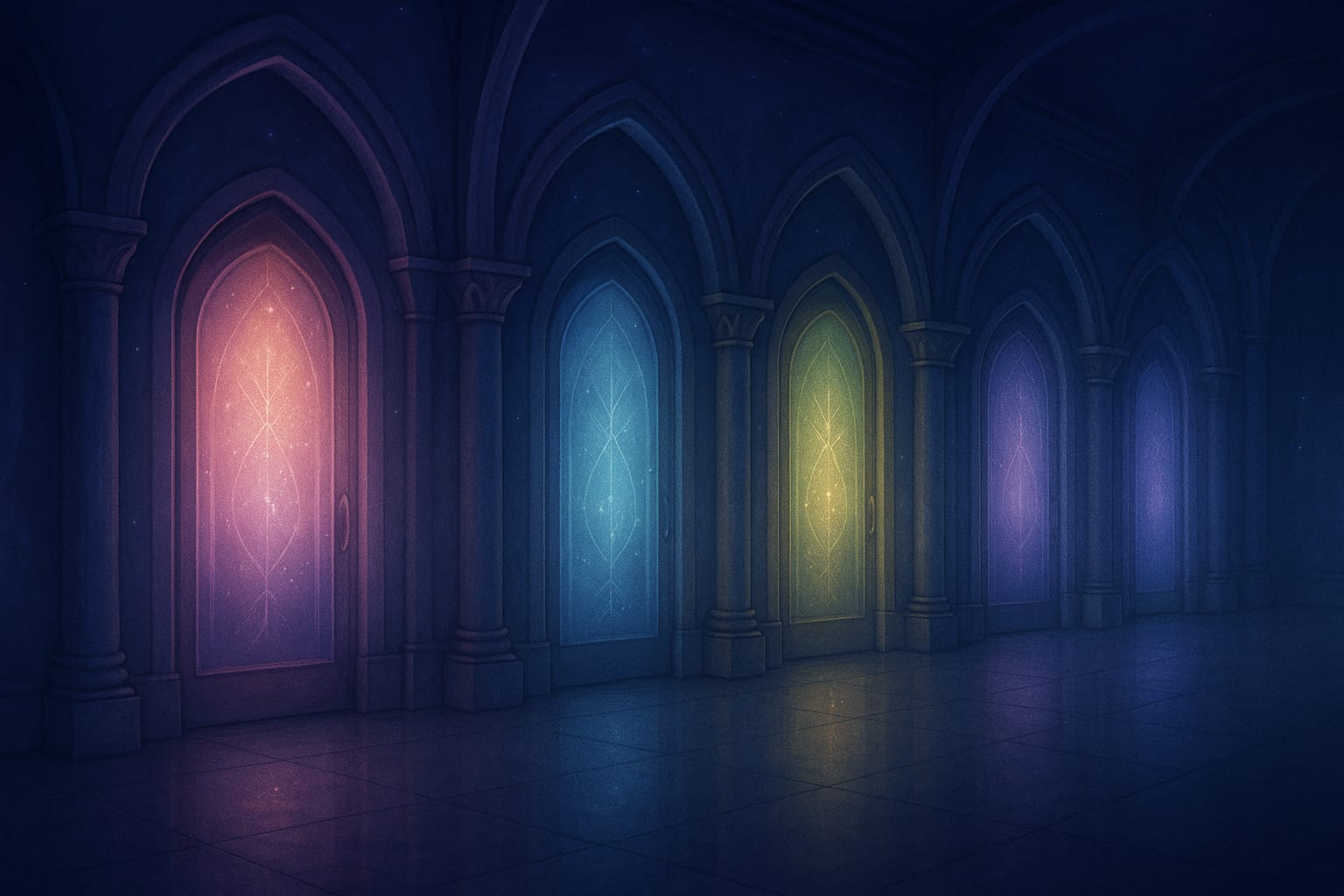 Seelie Court glowing doorways representing love, grace, kindness, joy, and wonder