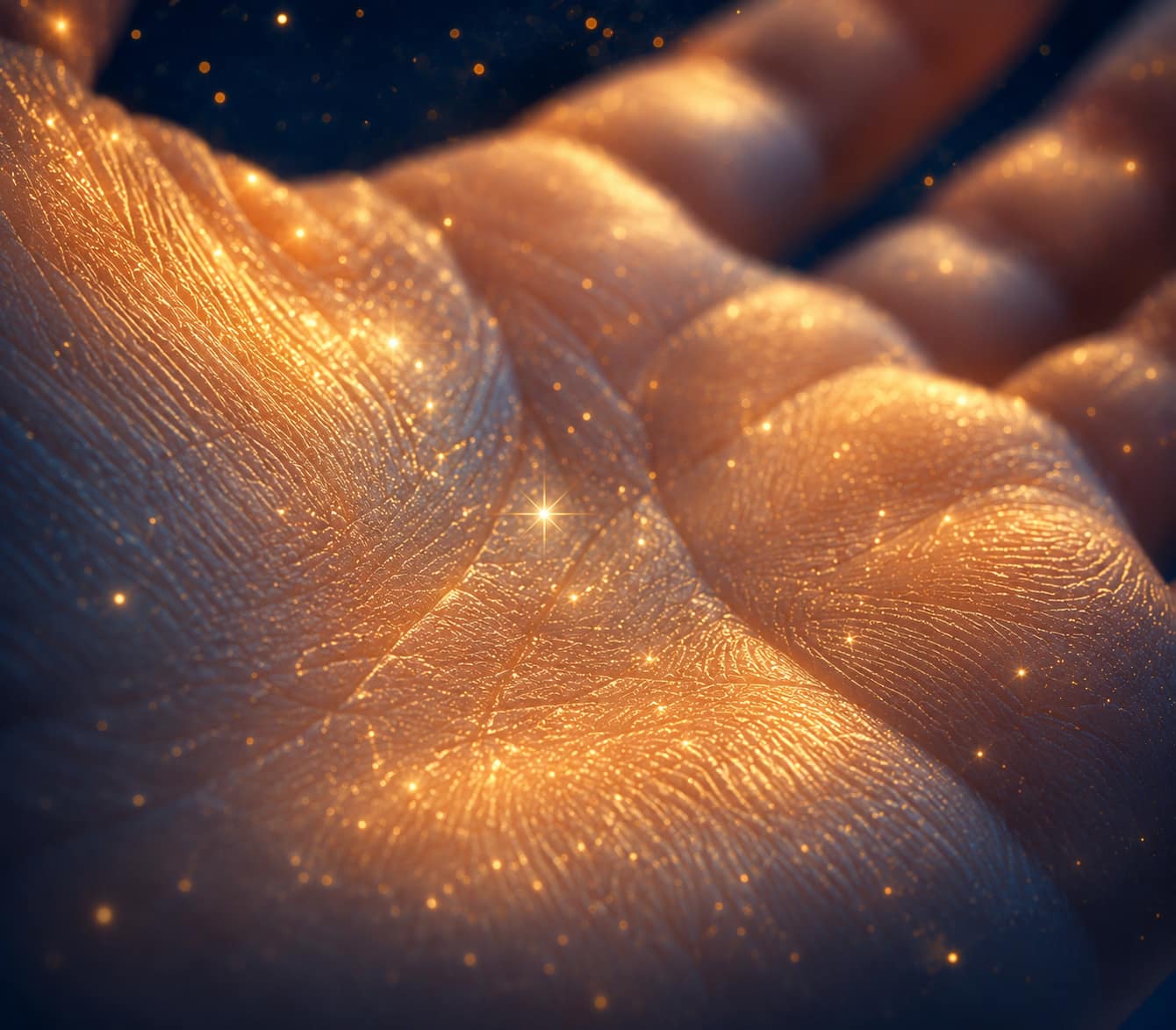 The surface of skin seen up close, soft lines and gentle texture